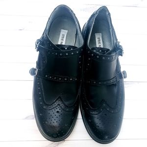 Steve Madden Black Leather Exec Monkstrap Wingtip